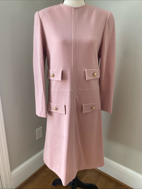 Vintage Dresses & Skirts - Vintage Helga powder pink Jackie O First Lady dress faux pocket size medium knit
